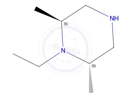 Chemical structure of (2S,6S)-1-ethyl-2,6-dimethyl-piperazine