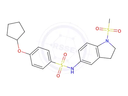 Chemical structure of 4-cyclopentyloxy-N-(1-methylsulfonyl-2,3-dihydroindol-5-yl)benzenesulfonamide