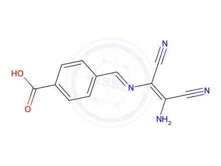 Chemical structure of 4-[(1E)-{[(1Z)-2-amino-1,2-dicyanoeth-1-en-1-yl]imino}methyl]benzoic acid