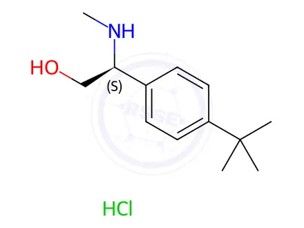 Chemical structure of (S)-2-(4-(tert-Butyl)phenyl)-2-(methylamino)ethanol hydrochloride