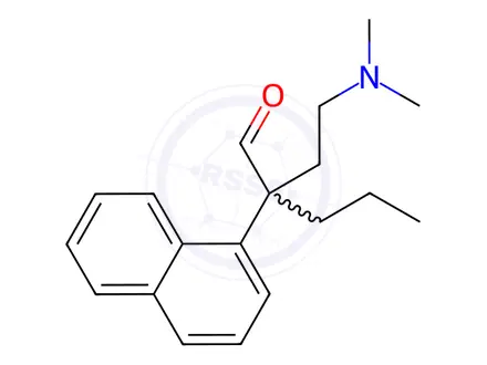 Chemical structure of α-[2-(Dimethylamino)ethyl]-α-propyl-1-naphthaleneacetaldehyde