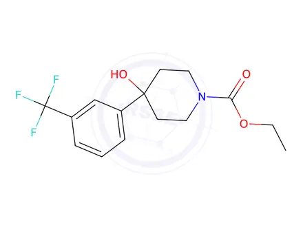 Chemical structure of ethyl 4-hydroxy-4-[3-(trifluoromethyl)phenyl]piperidine-1-carboxylate