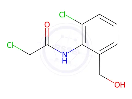 Chemical structure of 2-Chloro-N-[2-chloro-6-(hydroxymethyl)phenyl]-acetamide