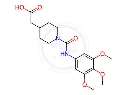 Chemical structure of (1-{[(3,4,5-Trimethoxyphenyl)amino]-carbonyl}piperidin-4-yl)acetic acid