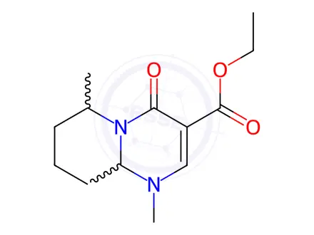 Chemical structure of 4H-Pyrido(1,2-a)pyrimidine-3-carboxylic acid, 1,6,7,8,9,9a-hexahydro-1,6-dimethyl-4-oxo-, ethyl ester