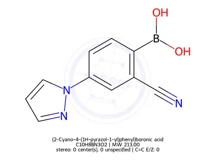 Chemical structure of (2-Cyano-4-(1H-pyrazol-1-yl)phenyl)boronic acid