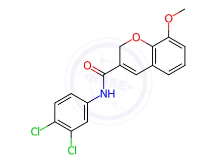 Chemical structure of N-(3,4-dichlorophenyl)-8-methoxy-2H-chromene-3-carboxamide