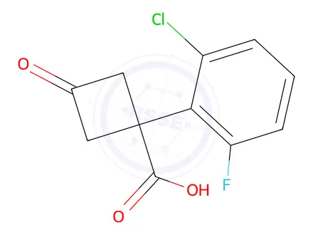 Chemical structure of 1-(2-Chloro-6-fluorophenyl)-3-oxocyclobutane-1-carboxylic acid