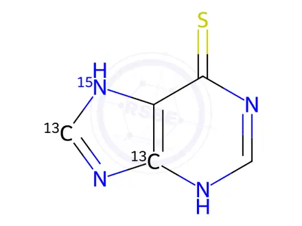 Chemical structure of 6-Mercaptopurine-13C2-15N