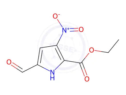 Chemical structure of 5-formyl-3-nitro-pyrrole-2-carboxylic acid ethyl ester