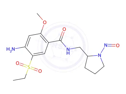 Chemical structure of 4-amino-5-(ethylsulfonyl)-2-methoxy-N-[(1-nitrosopyrrolidin-2-yl)methyl]benzamide