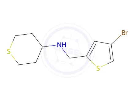 Chemical structure of n-((4-Bromothiophen-2-yl)methyl)tetrahydro-2h-thiopyran-4-amine