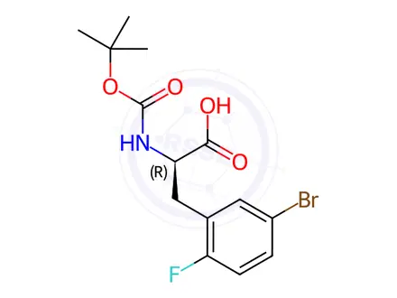Chemical structure of N-Boc-5-bromo-2-fluoro-D-phenylalanine