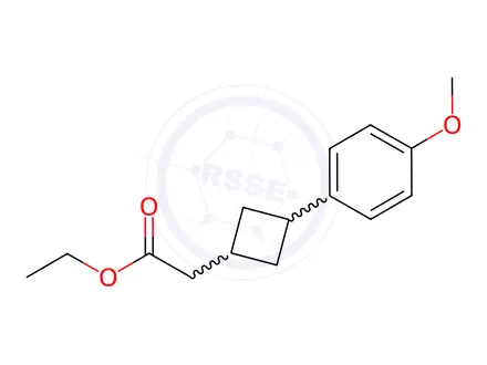 Chemical structure of ethyl 2-(3-(4-methoxyphenyl)cyclobutyl)acetate