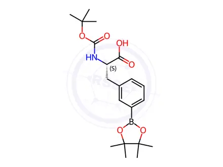 Chemical structure of (2S)-2-[[(tert-Butoxy)carbonyl]amino]-3-[3-(tetramethyl-1,3,2-dioxaborolan-2-yl)phenyl]propanoic acid