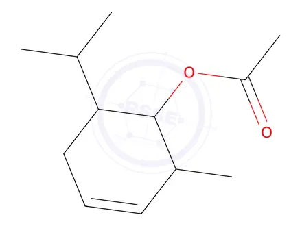 Chemical structure of 5-(isopropyl)-2-methylcyclohexen-1-yl acetate