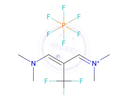 Chemical structure of (Z)-N-(3-(DIMETHYLAMINO)-2-(TRIFLUOROMETHYL)ALLYLIDENE)-N-METHYLMETHANAMINIUM HEXAFLUOROPHOSPHATE