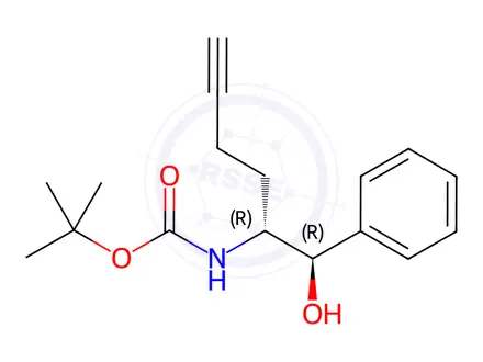 Chemical structure of tert-Butyl ((1R,2R)-1-hydroxy-1-phenylhex-5-yn-2-yl)carbamate