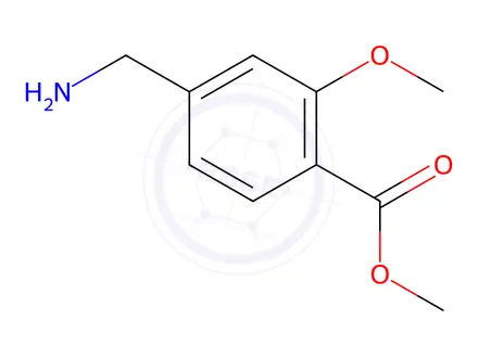 Chemical structure of Benzoic acid, 4-(aminomethyl)-2-methoxy-, methyl ester