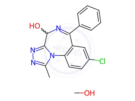Chemical structure of 4-Hydroxy Alprazolam (Compd. with methanol)