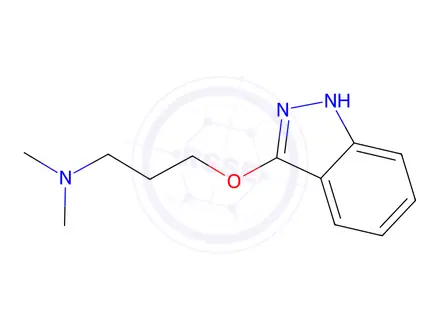 Chemical structure of 1-Propanamine, 3-(1H-indazol-3-yloxy)-N,N-dimethyl-
