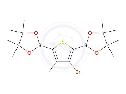 Chemical structure of 2,2'-(3-Bromo-4-methylthiophene-2,5-diyl)bis(4,4,5,5-tetramethyl-1,3,2-dioxaborolane)