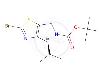 Chemical structure of tert-Butyl (4S)-2-bromo-4-(propan-2-yl)-4H,5H,6H-pyrrolo[3,4-d][1,3]thiazole-5-carboxylate