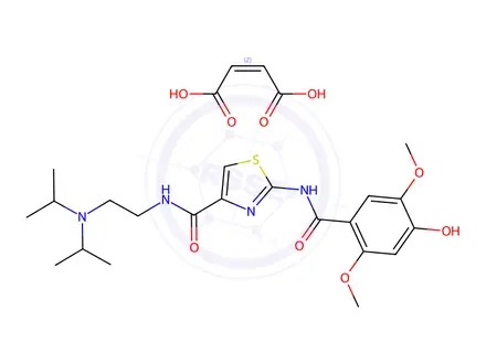 Chemical structure of N-(2-(Diisopropylamino)ethyl)-2-(4-hydroxy-2,5-dimethoxybenzamido)thiazole-4-carboxamide Maleate