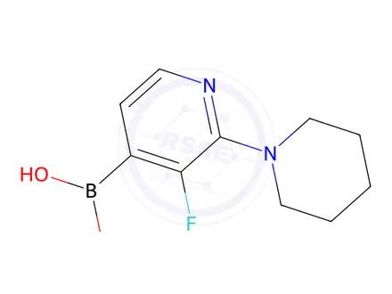 Chemical structure of 3-Fluoro-2-piperidinopyridine-4-boronic acid