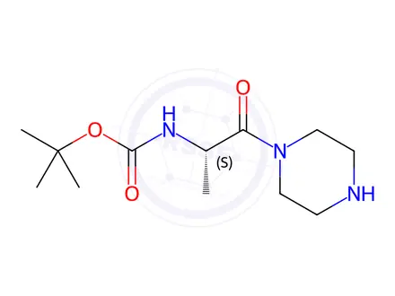 Chemical structure of Carbamic acid, [(1S)-1-methyl-2-oxo-2-(1-piperazinyl)ethyl]-, 1,1-dimethylethyl ester (9CI)