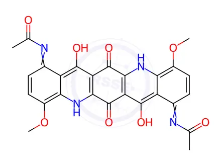 Chemical structure of N,N'-(4,11-Dimethoxy-6,7,13,14-tetraoxo-5,6,7,12,13,14-hexahydroquinolino[2,3-b]acridine-1,8-diyl)diacetamide
