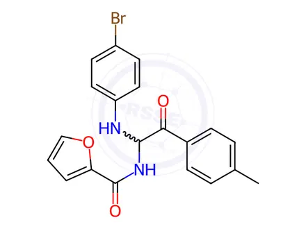 Chemical structure of n-(1-((4-Bromophenyl)amino)-2-oxo-2-(p-tolyl)ethyl)furan-2-carboxamide