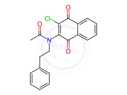 Chemical structure of N-(3-chloro-1,4-dioxo-1,4-dihydronaphthalen-2-yl)-N-phenethylacetamide