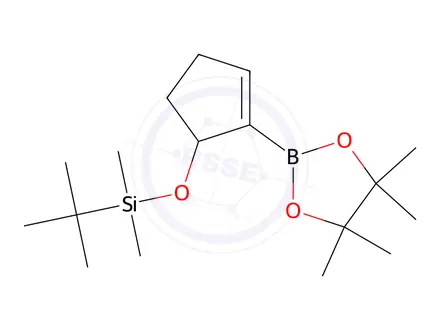 Chemical structure of tert-Butyldimethyl((2-(4,4,5,5-tetramethyl-1,3,2-dioxaborolan-2-yl)cyclopent-2-en-1-yl)oxy)silane