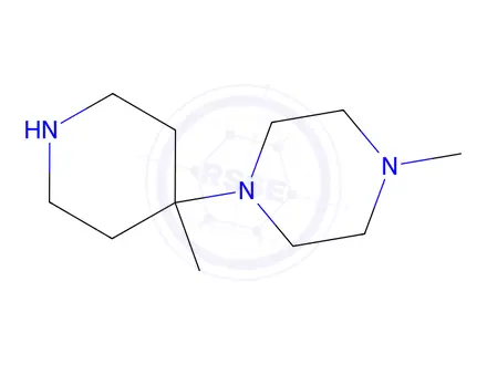 Chemical structure of 1-Methyl-4-(4-methylpiperidin-4-yl)piperazine trihydrochloride