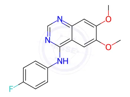 Chemical structure of N-(4-Fluorophenyl)-6,7-dimethoxy-4-quinazolinamine