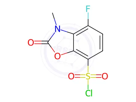 Chemical structure of 4-Fluoro-3-methyl-2-oxo-2,3-dihydrobenzo[d]oxazole-7-sulfonyl chloride