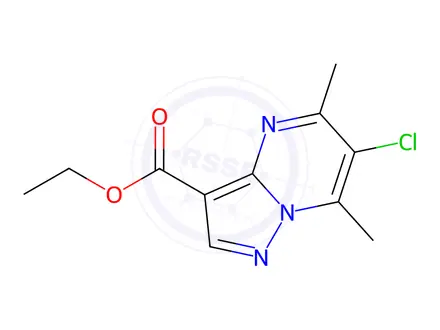Chemical structure of ethyl 6-chloro-5,7-dimethylpyrazolo[1,5-a]pyrimidine-3-carboxylate