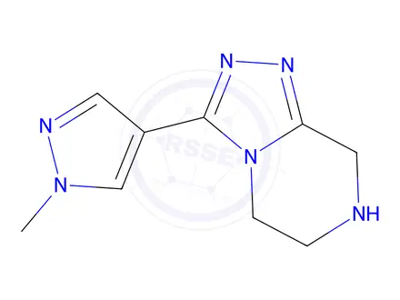 Chemical structure of 1-methyl-4-{5H,6H,7H,8H-[1,2,4]triazolo[4,3-a]pyrazin-3-yl}-1H-pyrazole