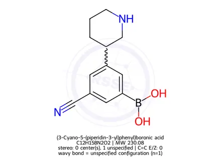 Chemical structure of (3-Cyano-5-(piperidin-3-yl)phenyl)boronic acid