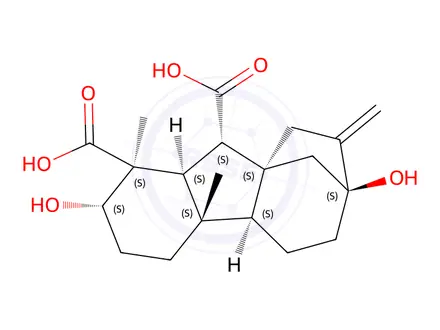 Chemical structure of 2β,7-Dihydroxy-1β,4aα-dimethyl-8-methylenegibbane-1α,10β-dicarboxylic acid