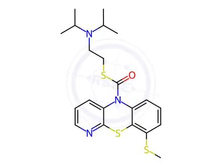Chemical structure of 8-(Methylthio)-10H-pyrido[3,2-b][1,4]benzothiazine-10-carbothioic acid S-[2-[bis(1-methylethyl)amino]ethyl] ester