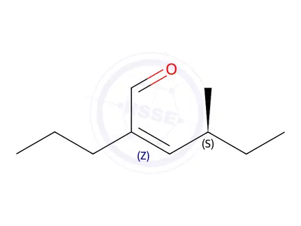 Chemical structure of 4(or 6)-methyl-2-propylhex-2-enal