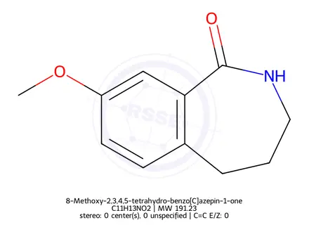 Chemical structure of 8-Methoxy-2,3,4,5-tetrahydro-1H-benzo[c]azepin-1-one, 97%