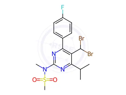 Chemical structure of N-(5-(Dibromomethyl)-4-(4-fluorophenyl)-6-isopropylpyrimidin-2-yl)-N-methylmethanesulfonamide