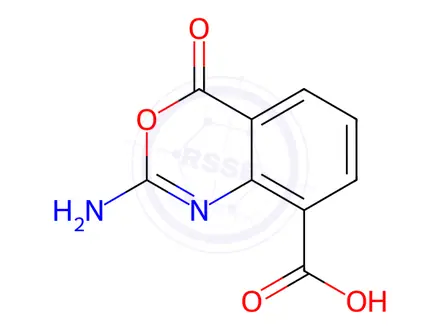 Chemical structure of 4H-3,1-Benzoxazine-8-carboxylicacid,2-amino-4-oxo-(8CI)