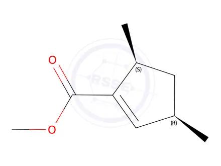 Chemical structure of 1-Cyclopentene-1-carboxylicacid,3,5-dimethyl-,methylester,(3R-cis)-(9CI)