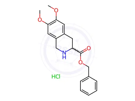 Chemical structure of (3S)-1,2,3,4-Tetrahydro-6,7-dimethoxy-3-isoquinolinecarboxylic acid phenylmethyl ester hydrochloride