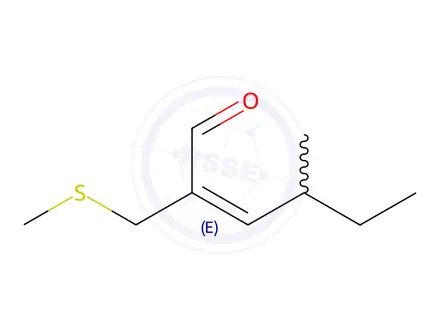 Chemical structure of 4-Methyl-2-((methylthio)methyl)hex-2-enal