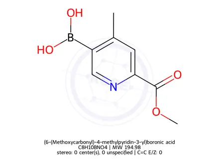 Chemical structure of (6-(Methoxycarbonyl)-4-methylpyridin-3-yl)boronic acid